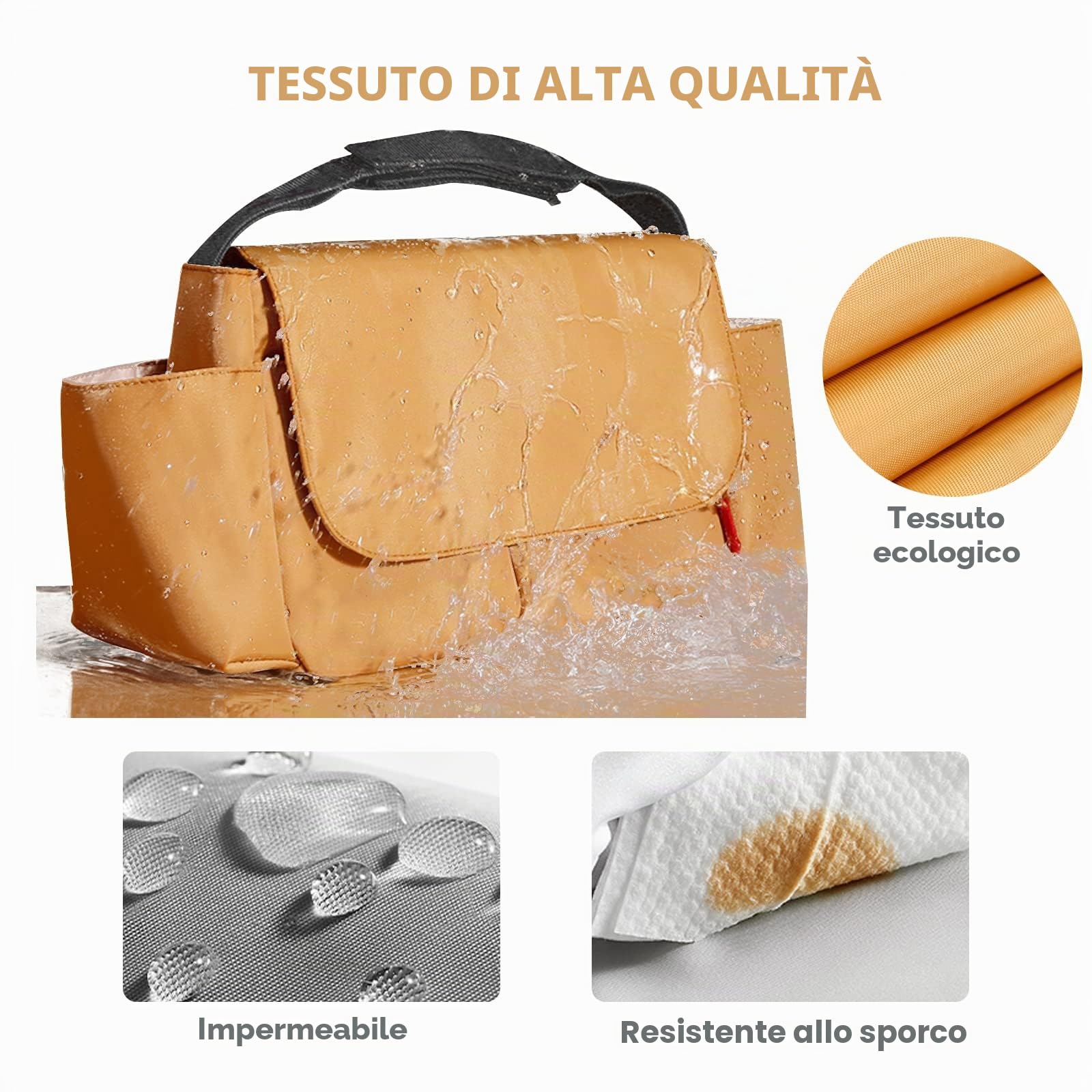 SONARIN Impermeabile Borsa Organizer per Passeggino,Grande Capacità Borsa Passeggino Universale Organizzatore per Passeggino Borsa per Carrozzina Borsa Cambio con Portabicchieri(Nero)