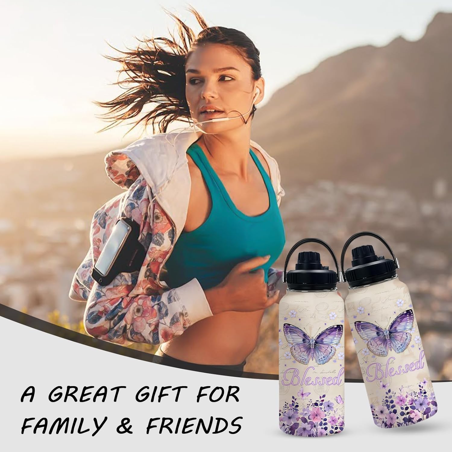 Christian Gifts for Women, Purple Butterfly Water Bottle with Lid for Girls 32oz, Inspirational Religions Faith Based Gifts for Her, Birthday Thanksgiving Christmas Gift with Bible Verse, 1 PCS - Image 7