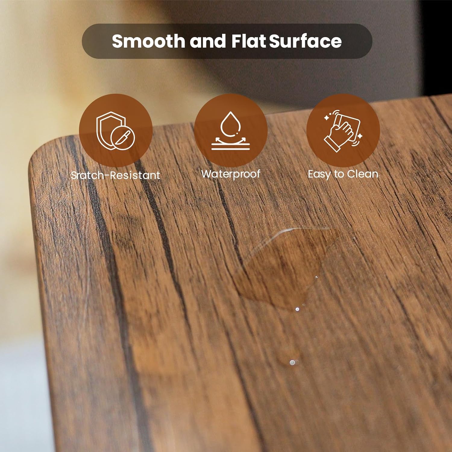 Kitchen Dining Table Set for 4, Modern Rectangular 5 Piece Dining Room Table and Chairs Set, Brown Wooden Metal Table Set for Family Dinner, Party, Afternoon Tea and Work (Oval) image 4 of 8 B0CT8LZVCQ