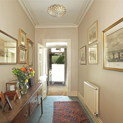 Miniatura 3 de ARTZONE Tiffany - Lámpara de techo empotrada, 16 pulgadas de ancho con vitrales para dormitorio, sala de estar, entrada, vestíbulo, 3 luces..