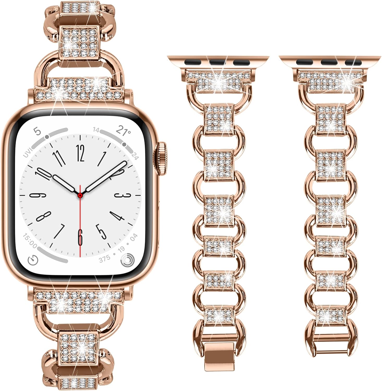 JOYOZY Bling Slim Band Designed For apple watch band 38mm 40mm 41mm 42mm 44mm 45mm Series 8/7/6/5/4/3/2/1 SE 49mm Ultra, Shiny Women Diamond Rhinestone Metal Strap for iwatch