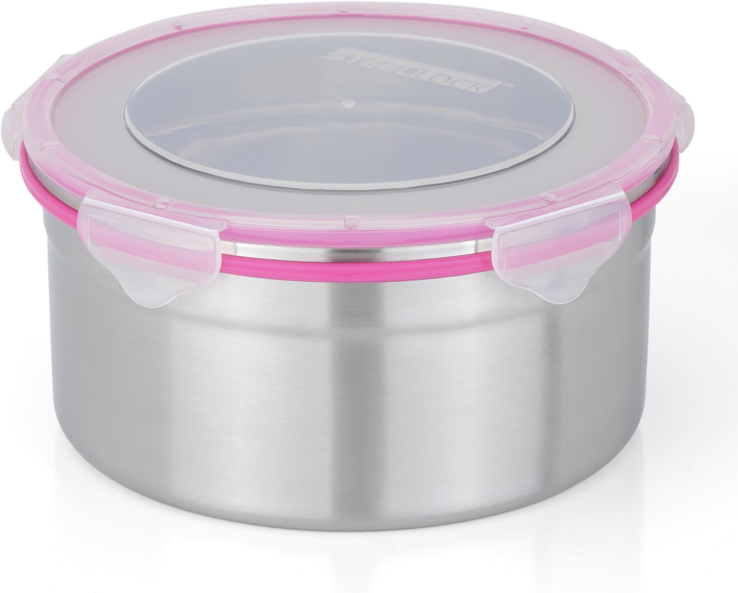 Stainless Steel Airtight Container with Lid | Leakproof, BPA-Free, Durable Kitchen Storage | Multipurpose Food Storage Containers for Kitchen | SL-1502-set of 1, 1950ml each, Pink