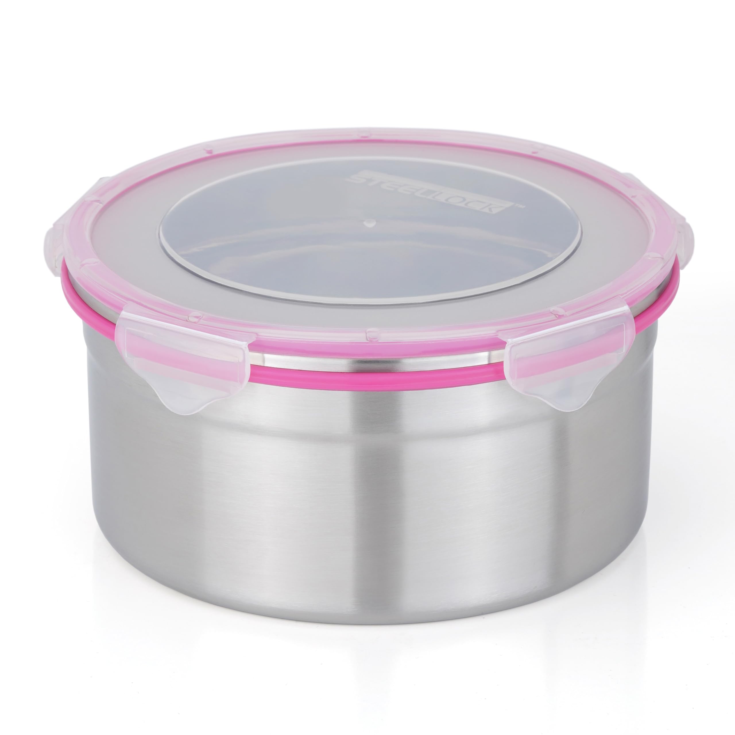 STEELLOCK Stainless Steel Airtight Container with Lid | Leakproof, BPA-Free, Durable Kitchen Storage | Multipurpose Food Storage Containers for Kitchen | SL-1502-set of 1, 1950ml each, Pink