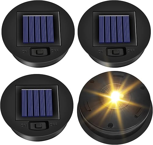 Paquete de 4 piezas de repuesto de luz solar mejoradas 2025 (3.15 pulgadas) para lámparas solares impermeables colgantes al aire libre