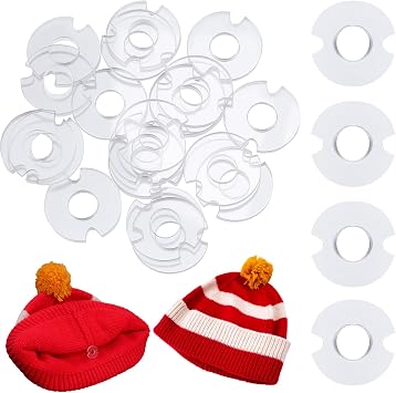 10pcs Acrylic Hat Pom Poms Buttons, 20mm Removable Knitted Hat Button, Round Faux Fur Fastener Sewing Accessories for Crochet Knitting Beanies- Clear