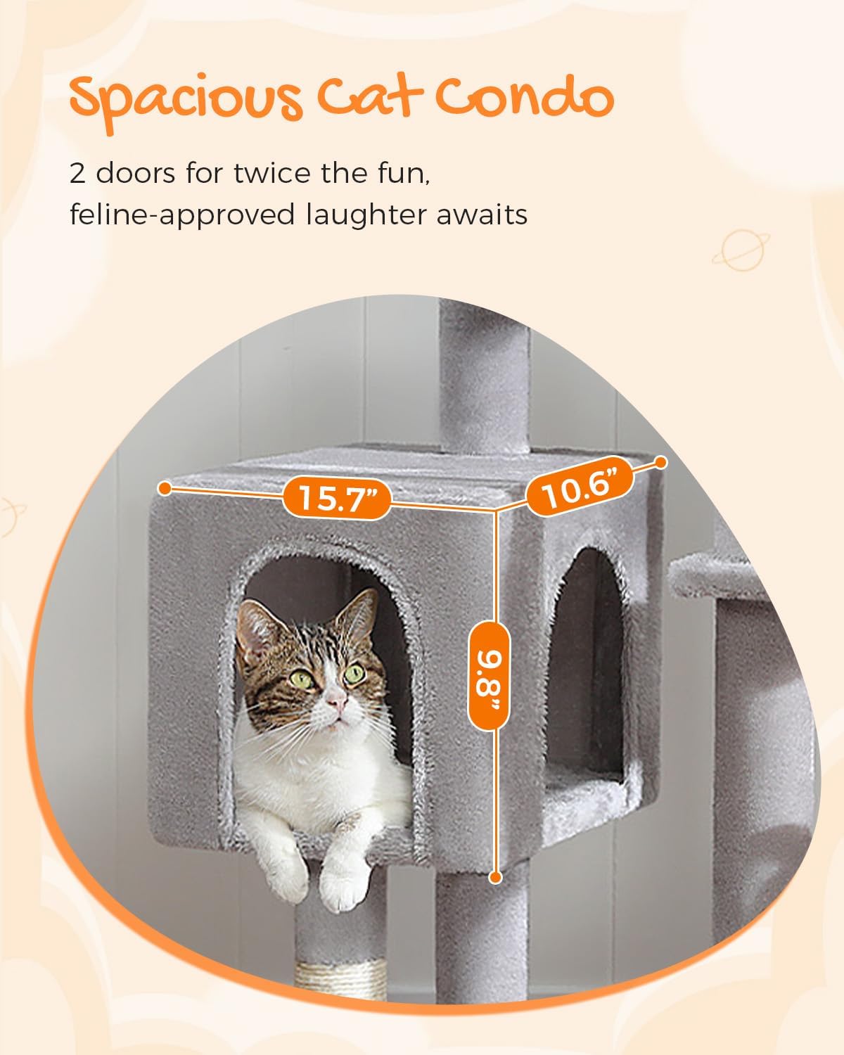 review 50.4” Cat Tree with Metal Plush Big Hammock, Cat Tower with Scratching Post for Indoor Cats, Large Cat Condo with 2 Perches,Gray