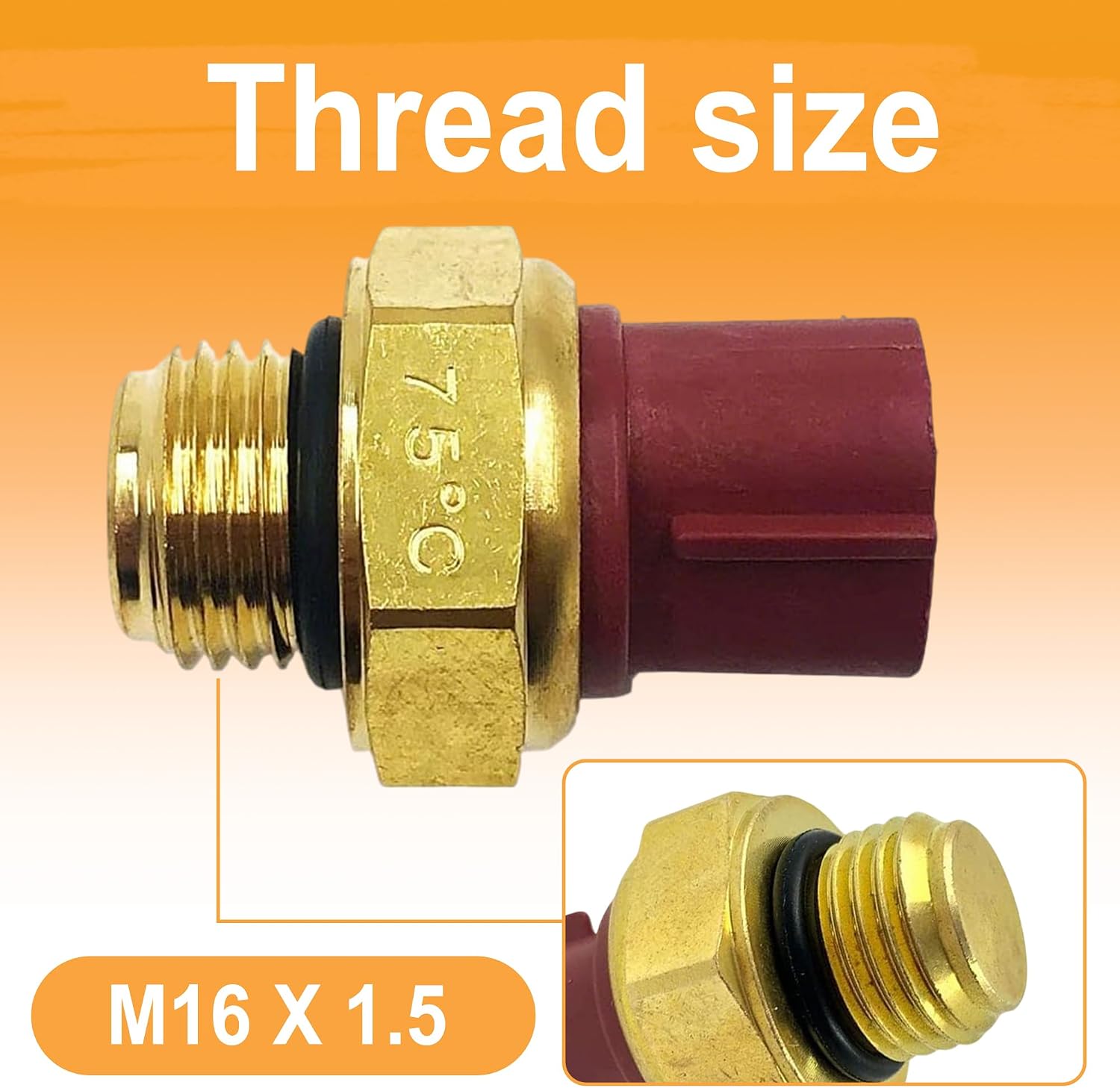 Chikia Hisun Water Temperature Sensor Radiator Coolant Fan Switch 2 Wire Compatible for Hisun ATV UTV 250 500 700 800 1000 Massimo Axis 500 700 Bennche Coleman UT500 UT700 Cub Cadet