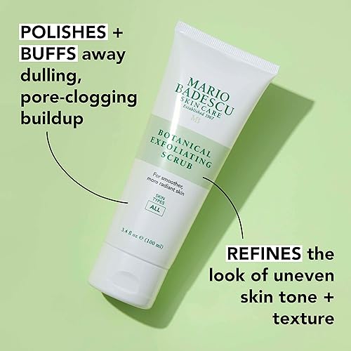 Miniatura 4 de Mario Badescu Exfoliante botánico para todo tipo de piel, exfoliante facial con semillas de palma marfil y extracto de té verde, lavado facial