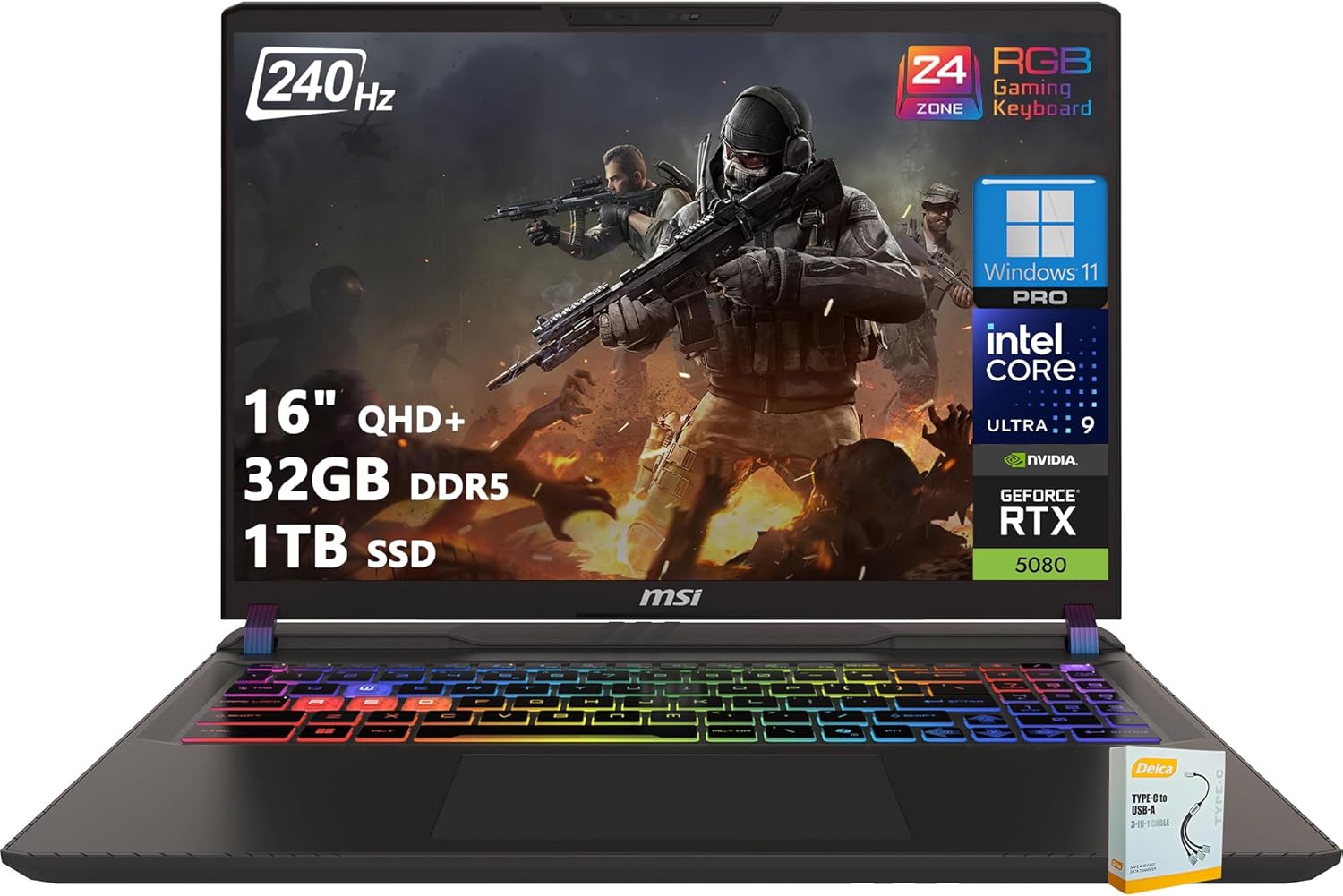 msi Vector 16 HX AI Gaming Laptop | 16″ QHD+ IPS 240Hz | Intel Core Ultra 9 275H…