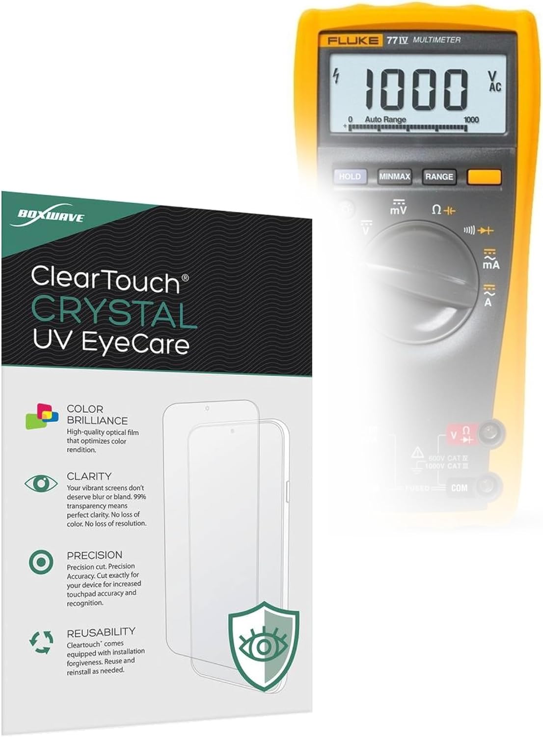 BoxWave Screen Protector Compatible With Fluke 77 IV - ClearTouch Crystal Anti-UV EyeCare (2-Pack), Filters out Harmful Blue Light Reduce Fatigue