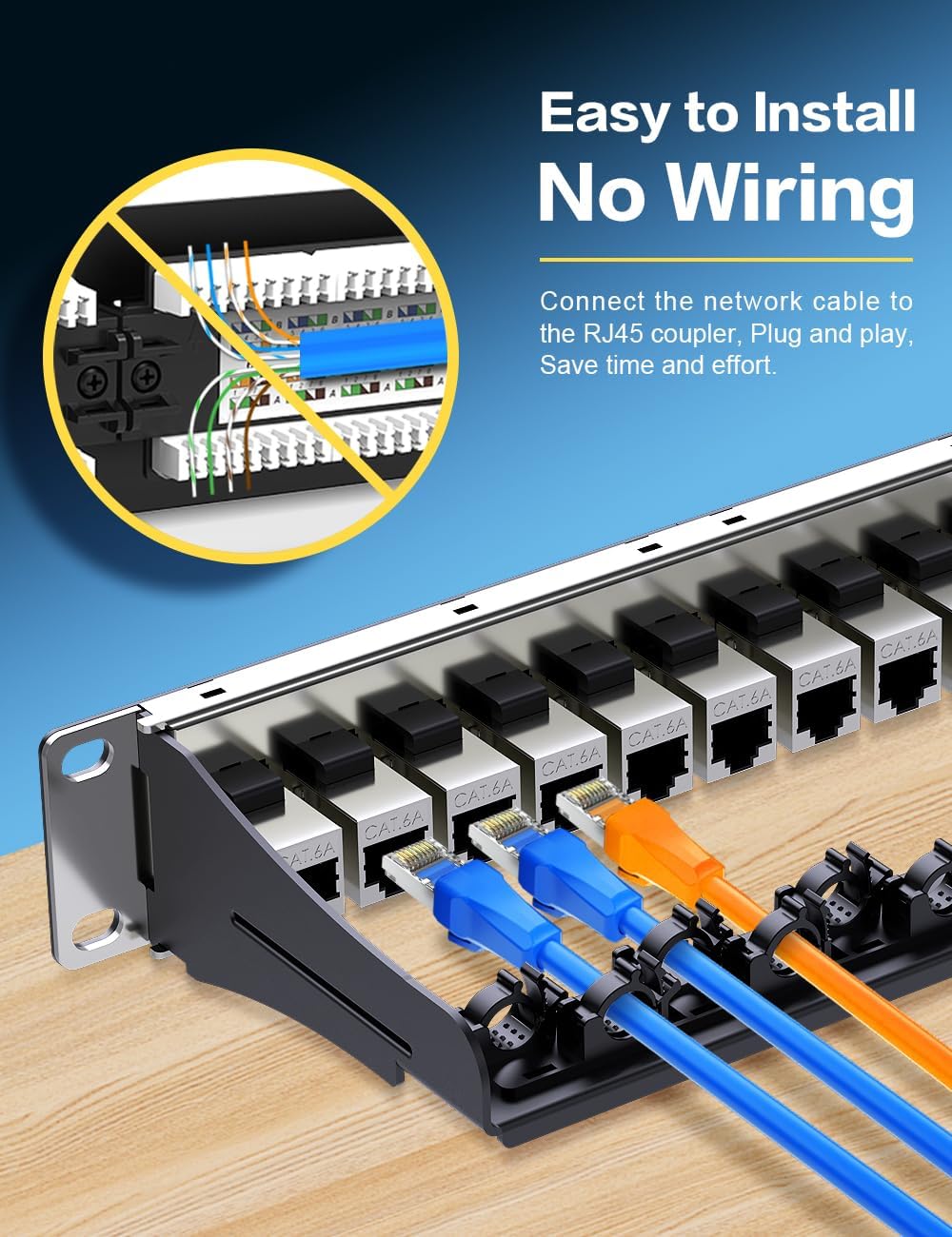 12Port Patch Panel Cat6A Keystone Patch Panel (EC Listed) RJ45 Patch Panel Network Patch Panel with Smart Cable Management for 10inch Rackmount(Shielded)