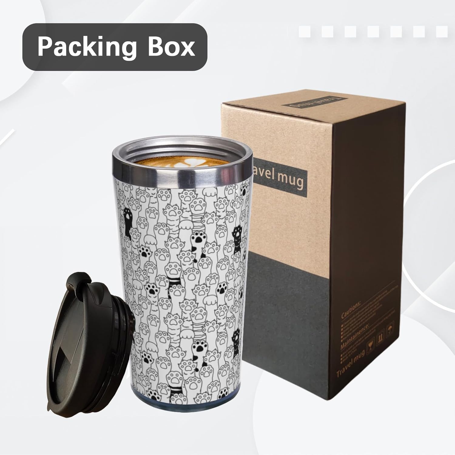 Cat Dog Paw Travel Coffee Mug with Flip Lid 13 Oz, Cute Stainless Steel Insulated Tumbler Cup for Dog Lover - Perfect Holiday, Birthday & Christmas Gift for Men, Women, Sister, Friend, Bestie - Image 2