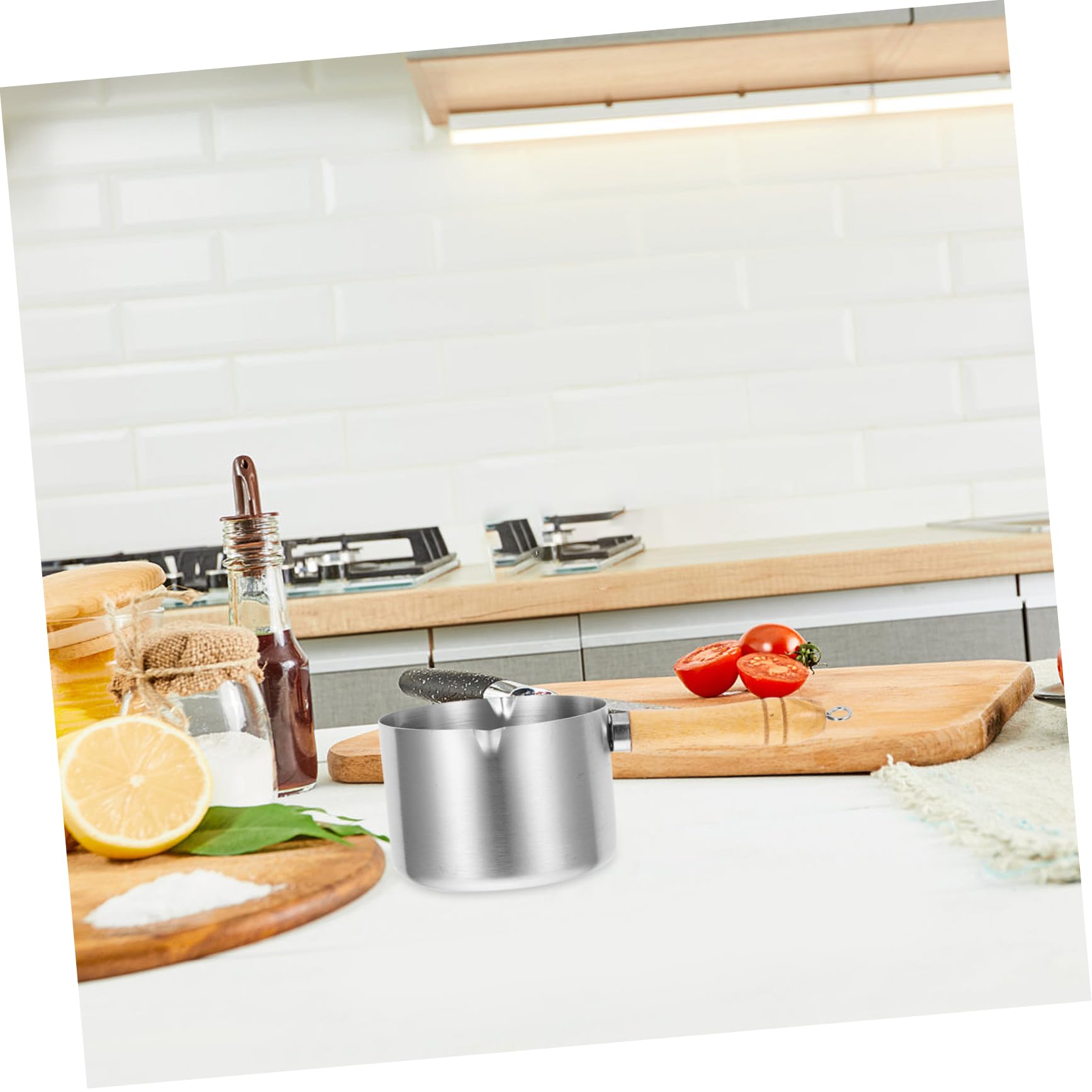 Garneck 4pcs Stainless Steel Mini Sauce Pot Handle Nonstick Butter Warmer for Oil Design for Small Kitchens Easy to Clean Practical Cooking Tool