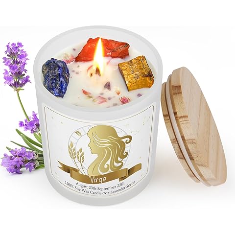 Virgo Gifts for Women,Zodiac Scented Candles with Crystals and Healing Stones,Virgo Gifts for Birthday,Graduation,Retirement,Meditation Yoga.Best Gift for Her,Mom,Sister,Teacher,Friends