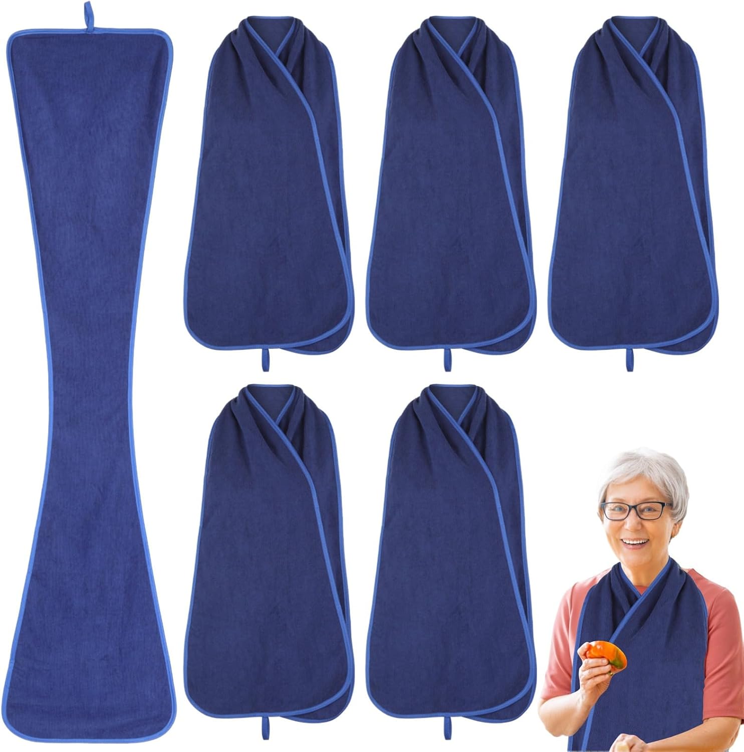 6 Pcs Adult Bib Scarves, Washable Polyester Insulated Dignity Protectors For Seniors, Comfortable Dining Clothing For Men And Women
