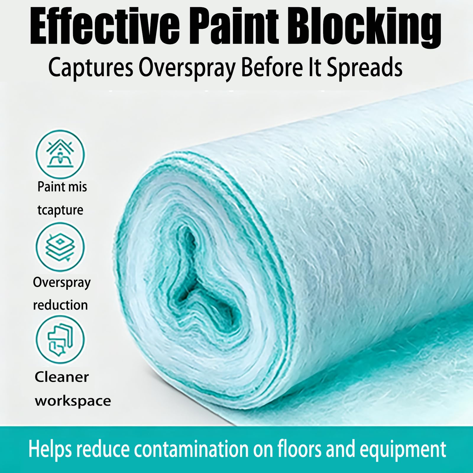 Filtro de fibra de vidrio de 80 mm para cabinas de pintura, retiene el polvo de pintura pulverizada, filtro de repuesto para cabinas de pintura automotriz y trabajos de pintura en talle(Size:0.75X20m)