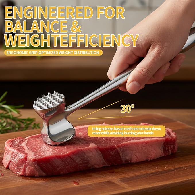 Martillo Ablandador de Carne de Acero Inoxidable 304 Doble Cara miniatura 3