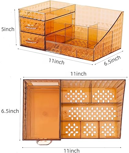 Miniatura 6 de Organizador de maquillaje transparente para tocador, organizador de maquillaje de escritorio con cajones para cosméticos, lápices labiales, cuidado