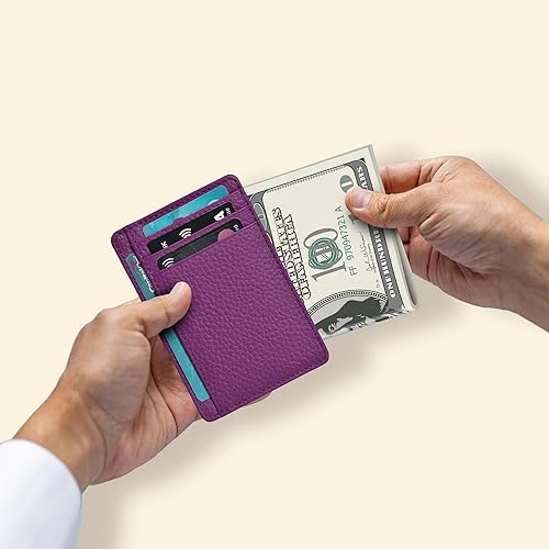 Vista 22 de Oak Leathers Leather Slim Minimalist Wallet for Men & Women RFID Front Pocket Leather Card Holder Wallets