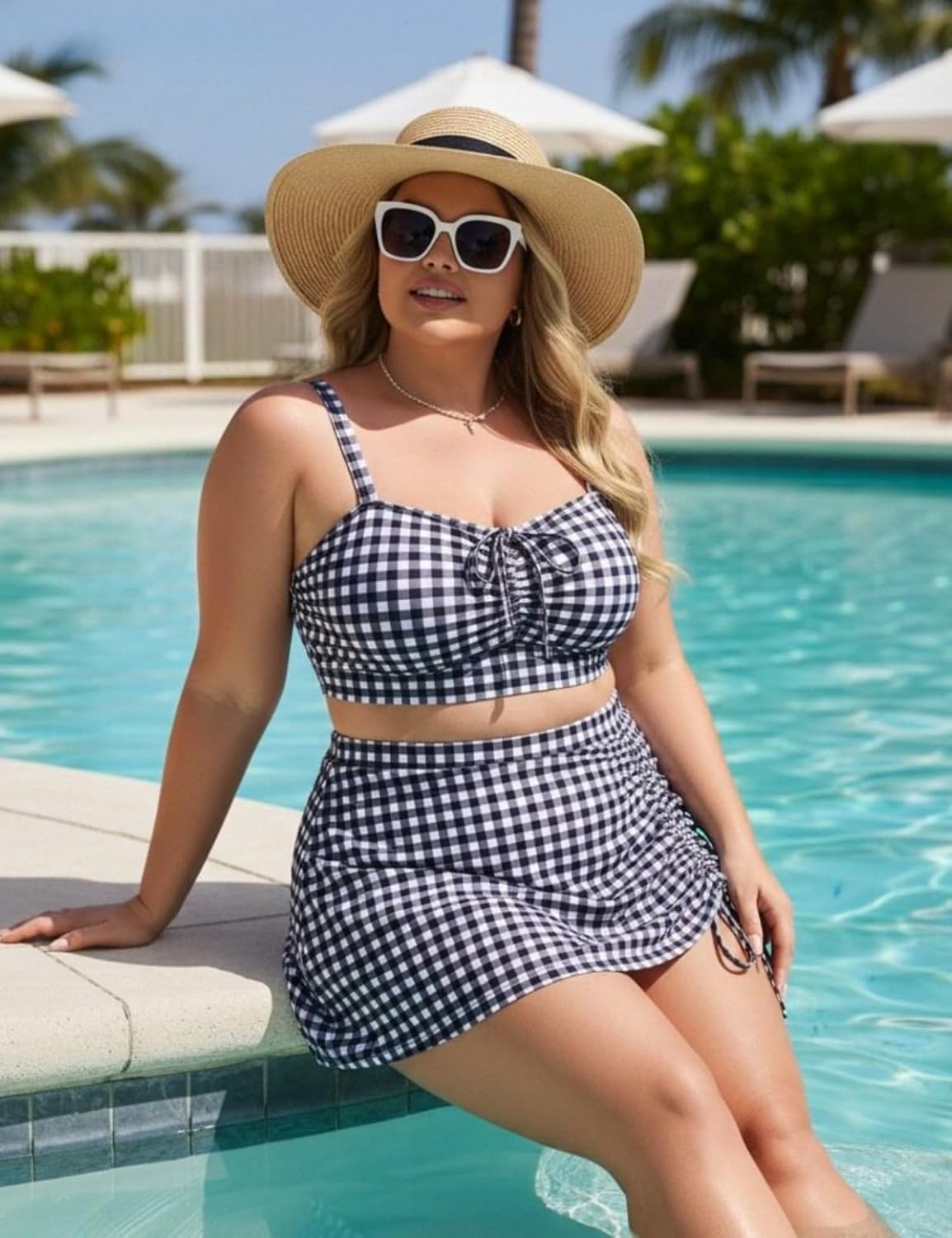 Hanna Nikole Womens High Waisted Bikini Sets Tummy Control Swimsuits Drawstring Swim Skirt Swim Suits for Women 2026