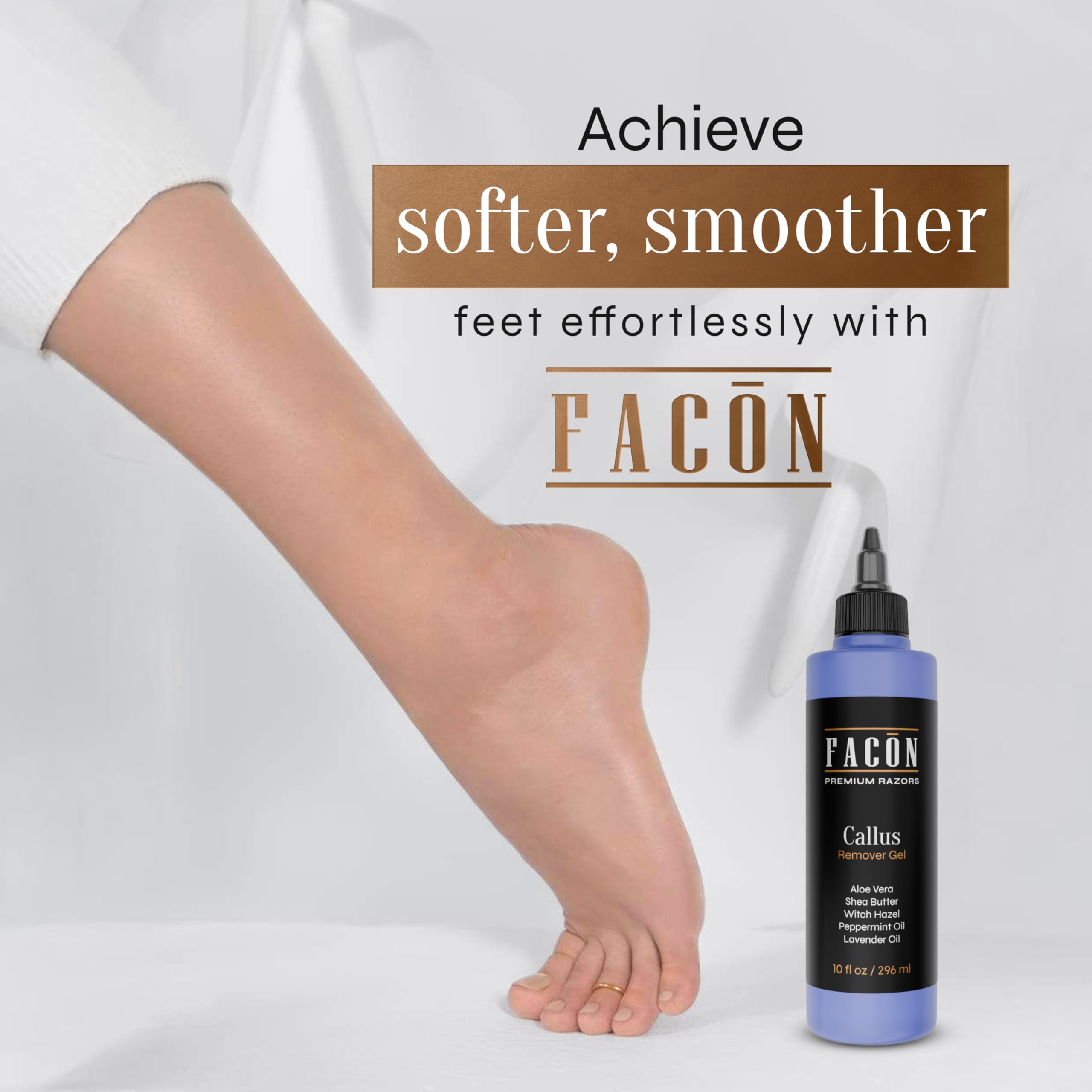Facón Gel eliminador de callos profesional para pies con aloe vera, manteca de karité, menta y hamamelis, suavizante de callos con aroma a lavanda, spa de pies para pedicura en casa, elimina la piel 9