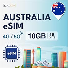 travSIM eSIM for Australia with 10GB of Data (4G/5G speeds) | Valid for 15 Days | Data only eSIM | Use apps Like Whatsapp, Facebook, Instagram, and Telegram