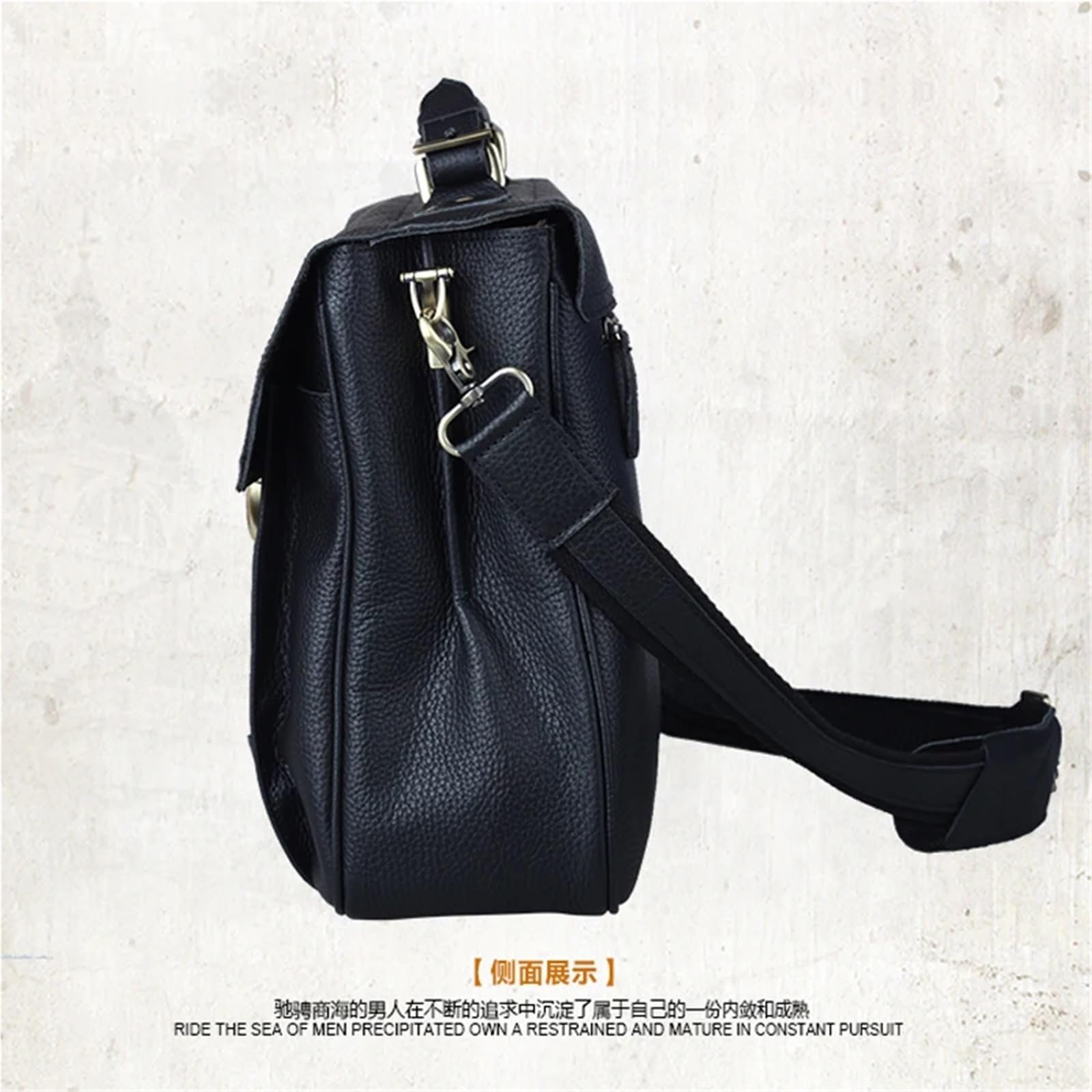 Bolso Mensajero Hombre Maletín de cuero genuino for hombre, bolso de negocios, portafolios, maletín de cuero for portátil de 15,6", bolso de mano grande for oficina