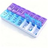 INVODA Pill Case 7 Day Weekly Pill Box with Medication Reminder Pill Organizer - Morning Noon Evening Daily 14 Detachable Compartments