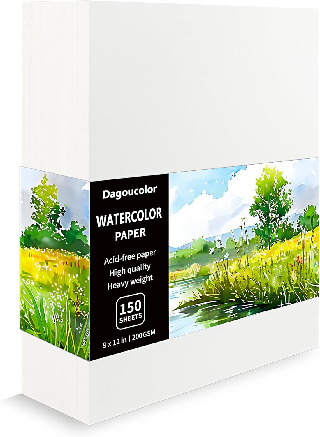 DagouColor Watercolor Paper, 9" x 12", 200GSM, 150 Pcs Bulk Water Color Paper, Art Supplies for Artists Adults Boys Girls Students, Painting, Drawing, Mixed Media