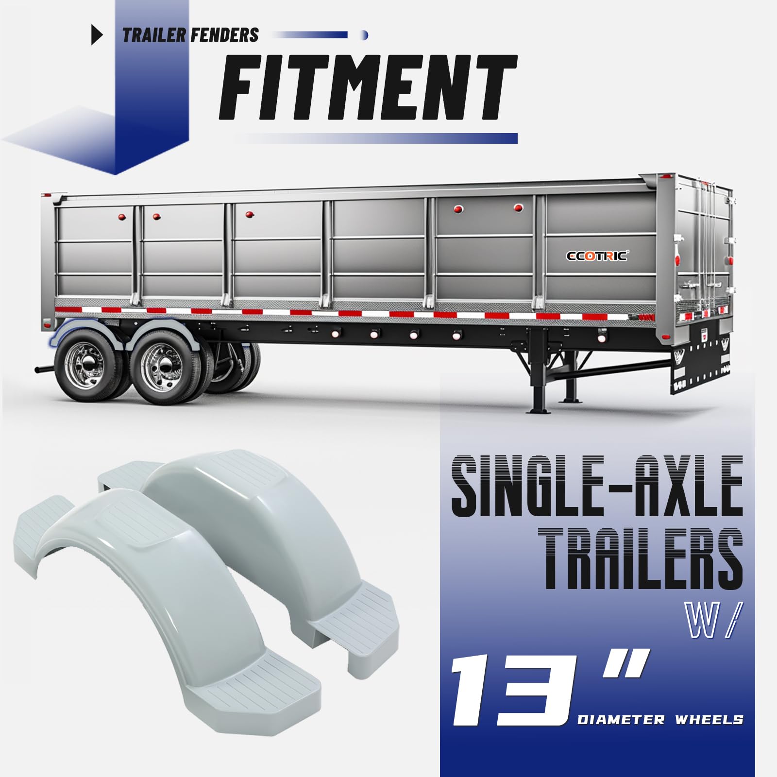 ECOTRIC Set of 12 Single Axle Trailer Fenders 13