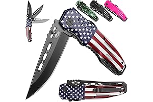 American Flag Pocket Knife - Spring Assisted Tactical Folding Knife for Camping and Hunting