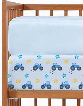 Baby Crib Sheets - Pack of 2 Fitted Sheets for Standard Crib - Night Farm