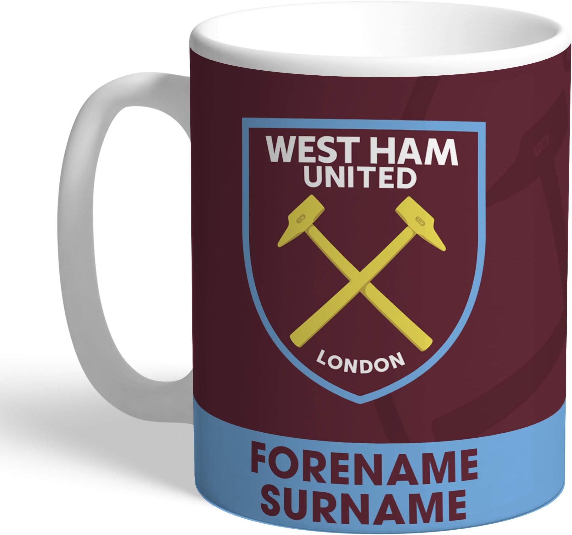 Official Personalised West Ham United FC Bold Crest Mug
