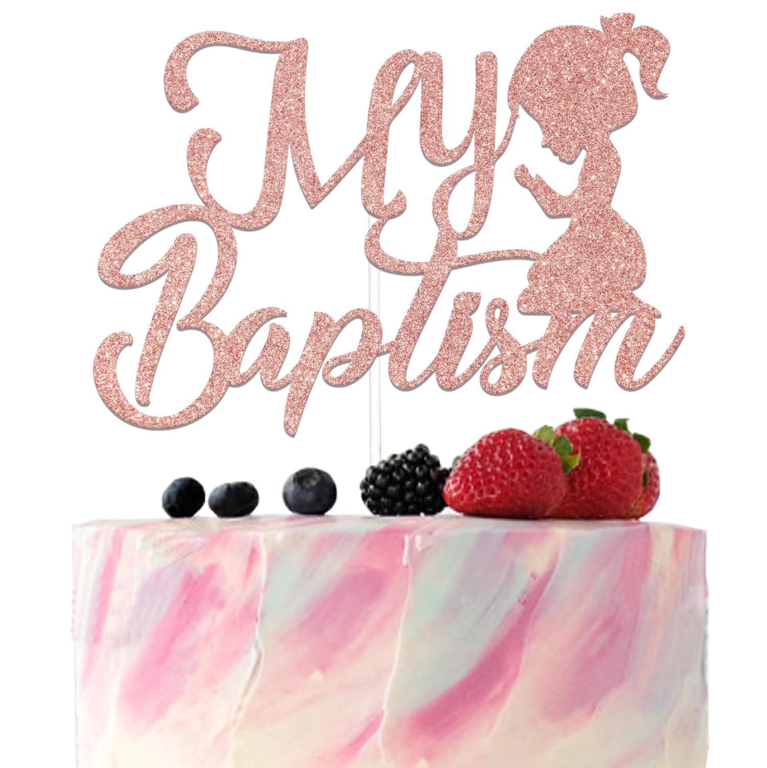 My Baptism Cake Topper Christening Baby Shower Decorations Christening Decorations for Girls Boys First Holy Communion Party Decoration Rose Gold Glitter