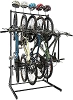 GULIMENG Freestanding Vertical Bike Rack for 5 Bikes with Helmet Holders - Heavy-Duty Steel Garage Storage Stand