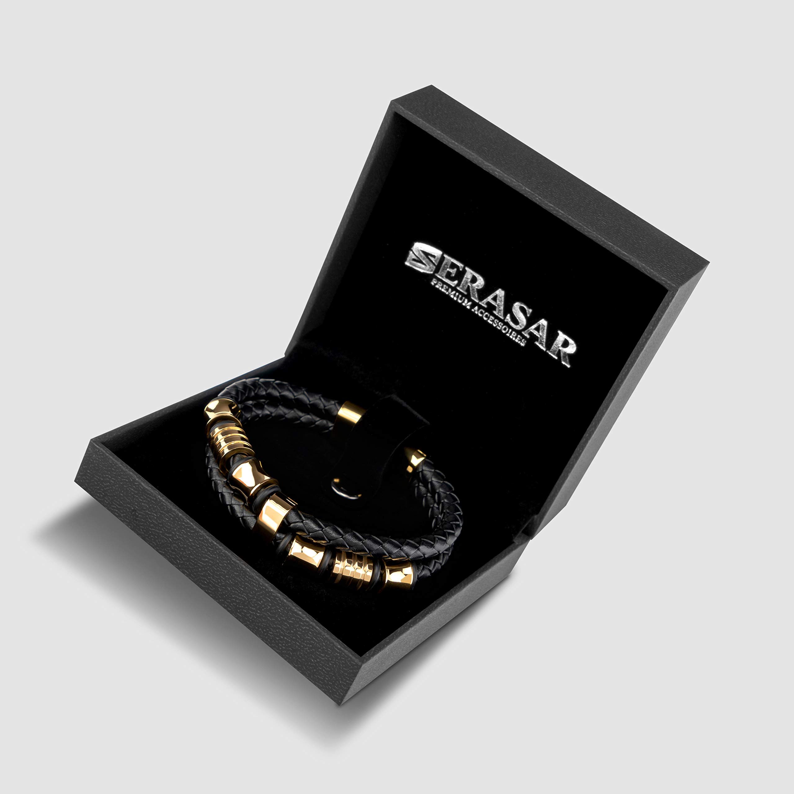 SERASAR Bracciale Premium da Donna | 925 Sterline d'Argento | Placcatura in Vero Oro 18 Carati | Lunghezza Regolabile | Quattro Colori | Portagioie Incluso