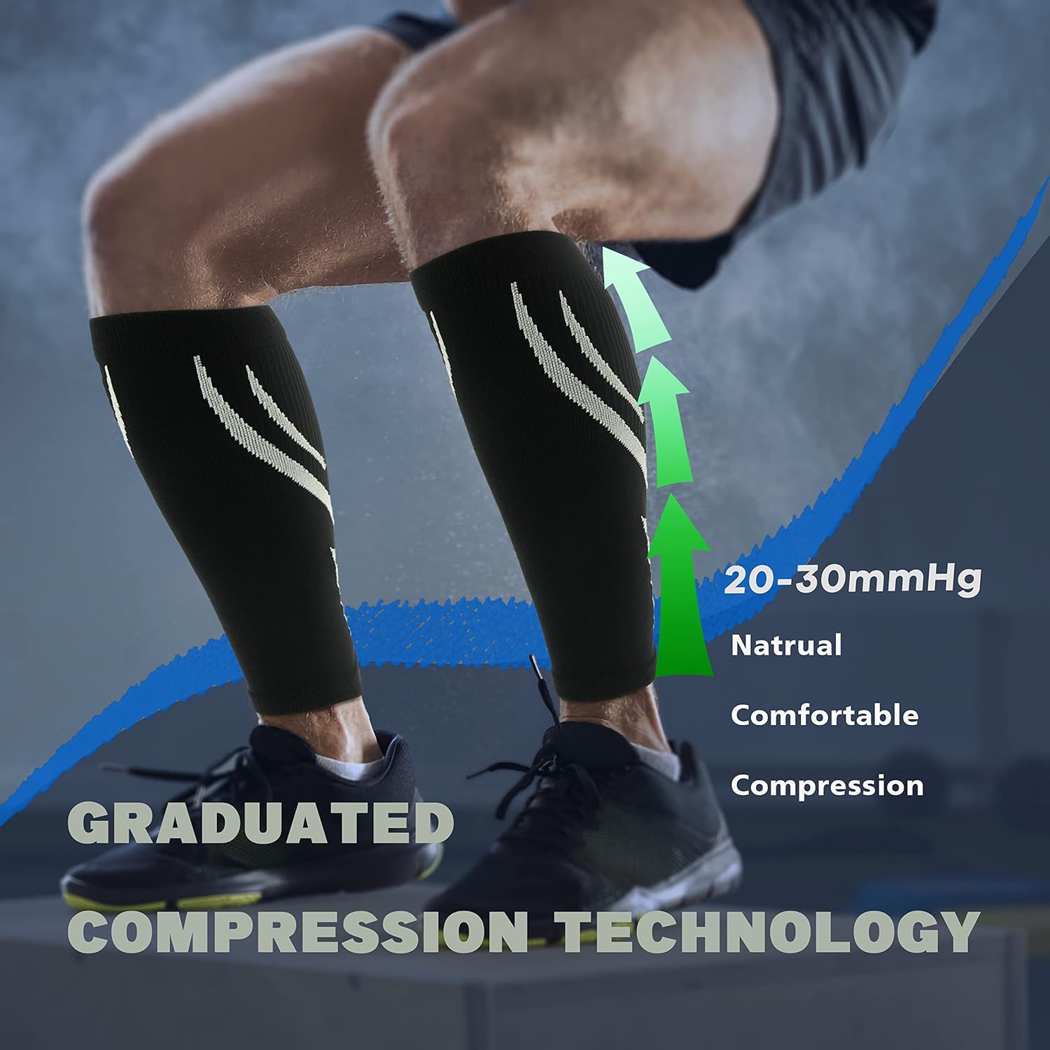Calf Compression Sleeve for Men & Women 20-30 mmHg, Leg compression Sleeve, Footless Compression Socks (1 or 2Pair) - Image 4