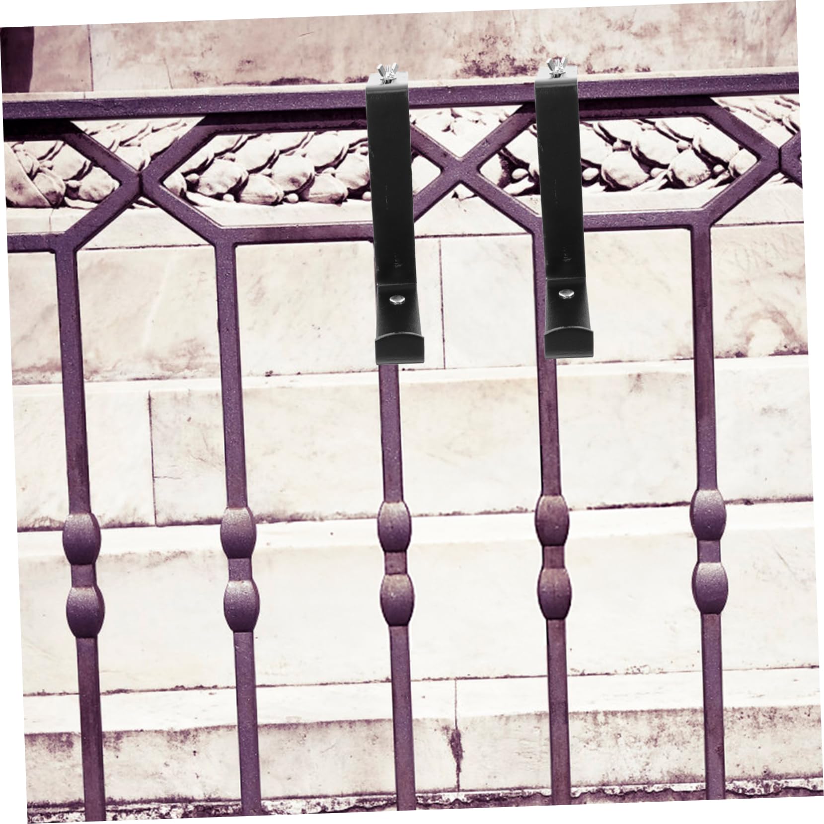 Crochets pour Jardinières Balcon 2 Pièces en Métal Noir Réglables