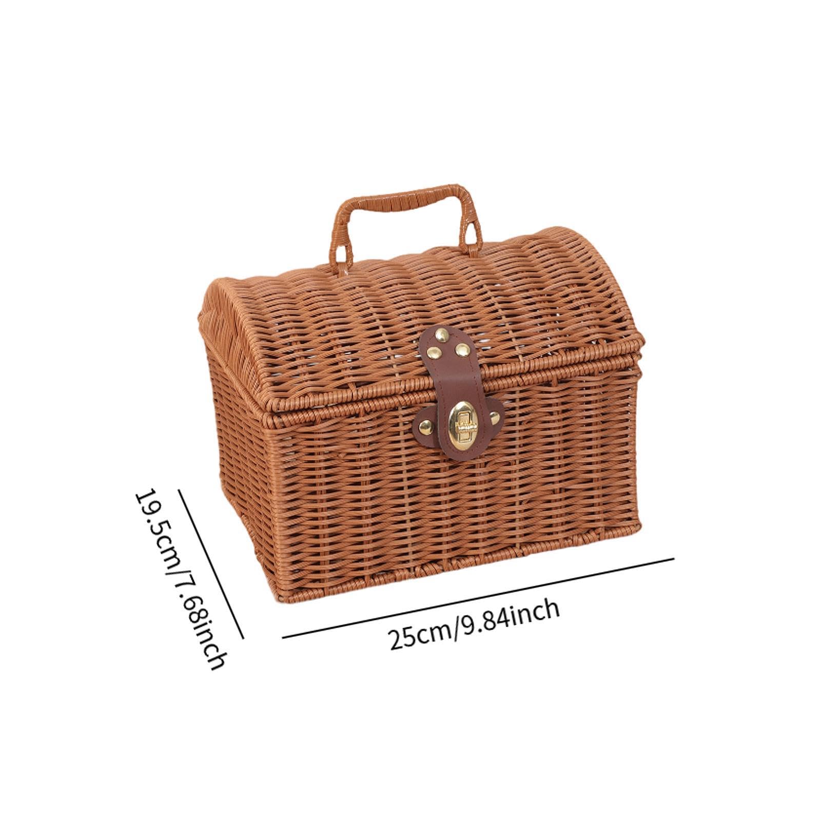 Panier de Rangement avec Couvercle, Organisateur Tissé à La Main, Grand