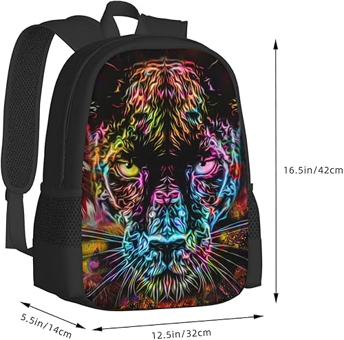 Miniatura 3 de Divertida mochila de guepardo colorida y colorida con estampado de pantera de leopardo, mochila escolar de animales, mochilas casuales de viaje para