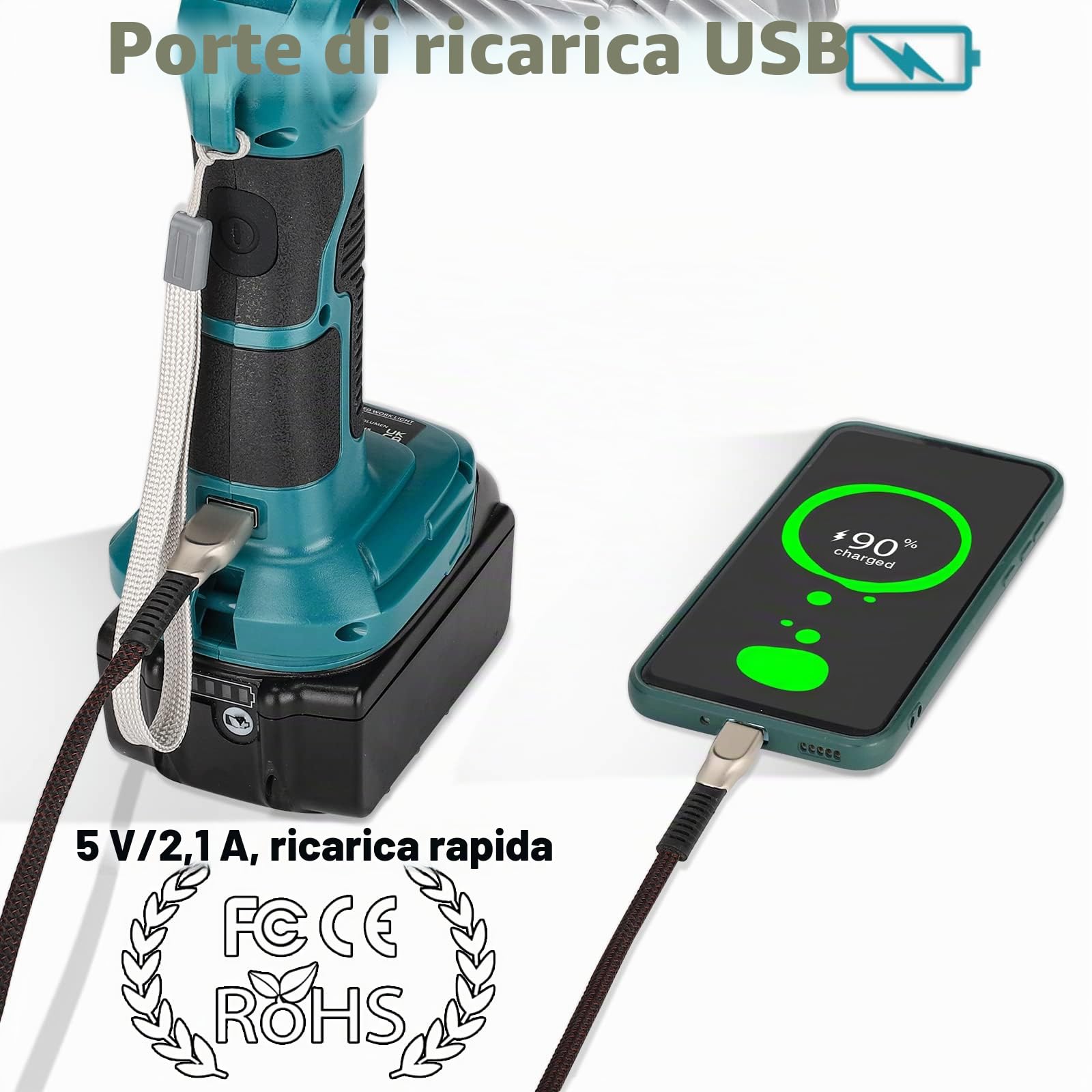 Lampada LED da 40W 4200lm, senza fili, compatibile con batteria Makita 18V LXT, lampada da lavoro 18V per campeggio, riparazione auto, illuminazione di emergenza e cantiere