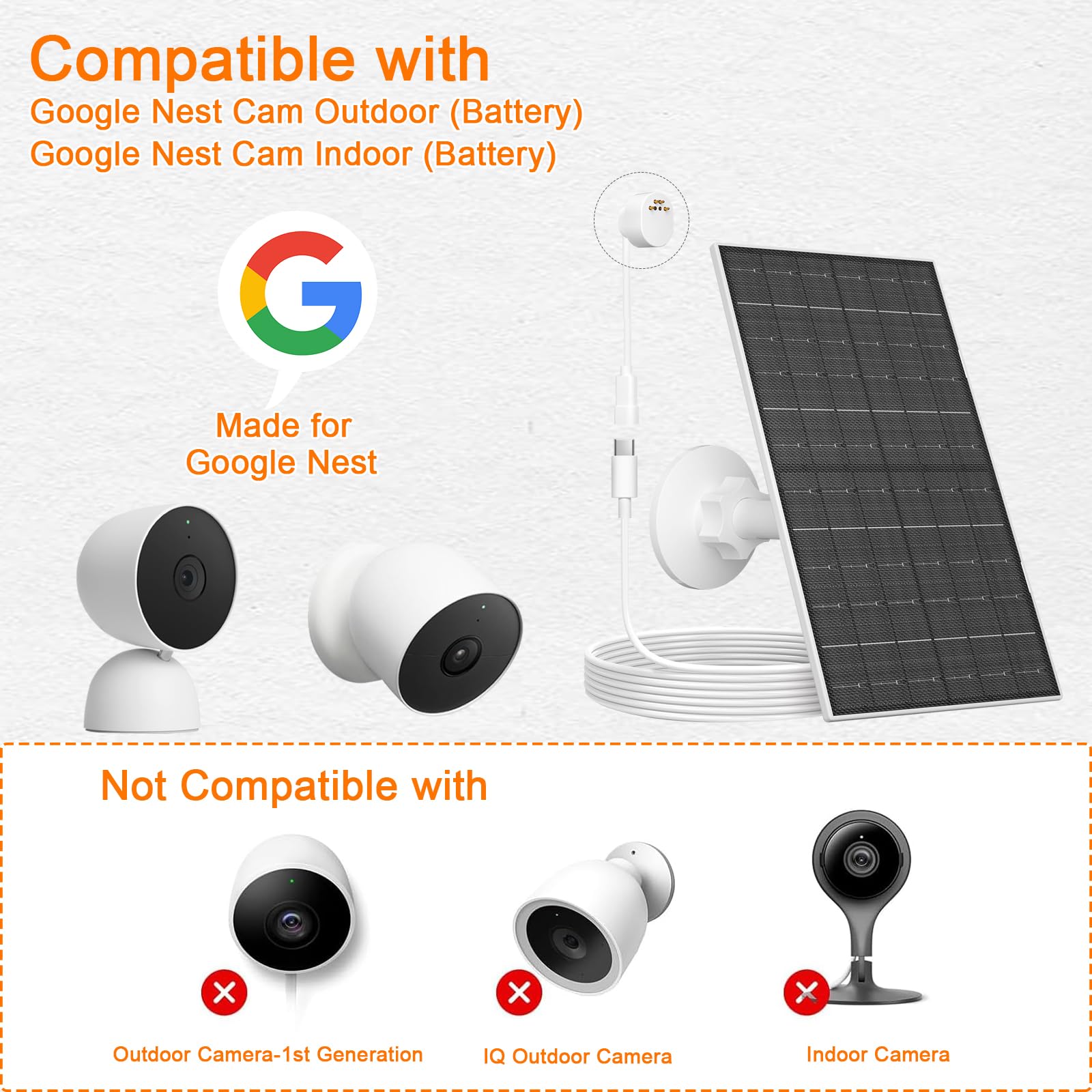 Amazon | VUEBEE 7W ソーラーパネル充電器 Google Nest Camバッテリー