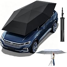 Fully-Automatic Car Tent Cover, Outdoor Folded Carport, Movable Sun Shade Protection Canopy, Anti-Theft car Umbrella Tent, Shade from Sunlight, rain, Fallen Leaves, Bird Poop Black-5mWithTripod