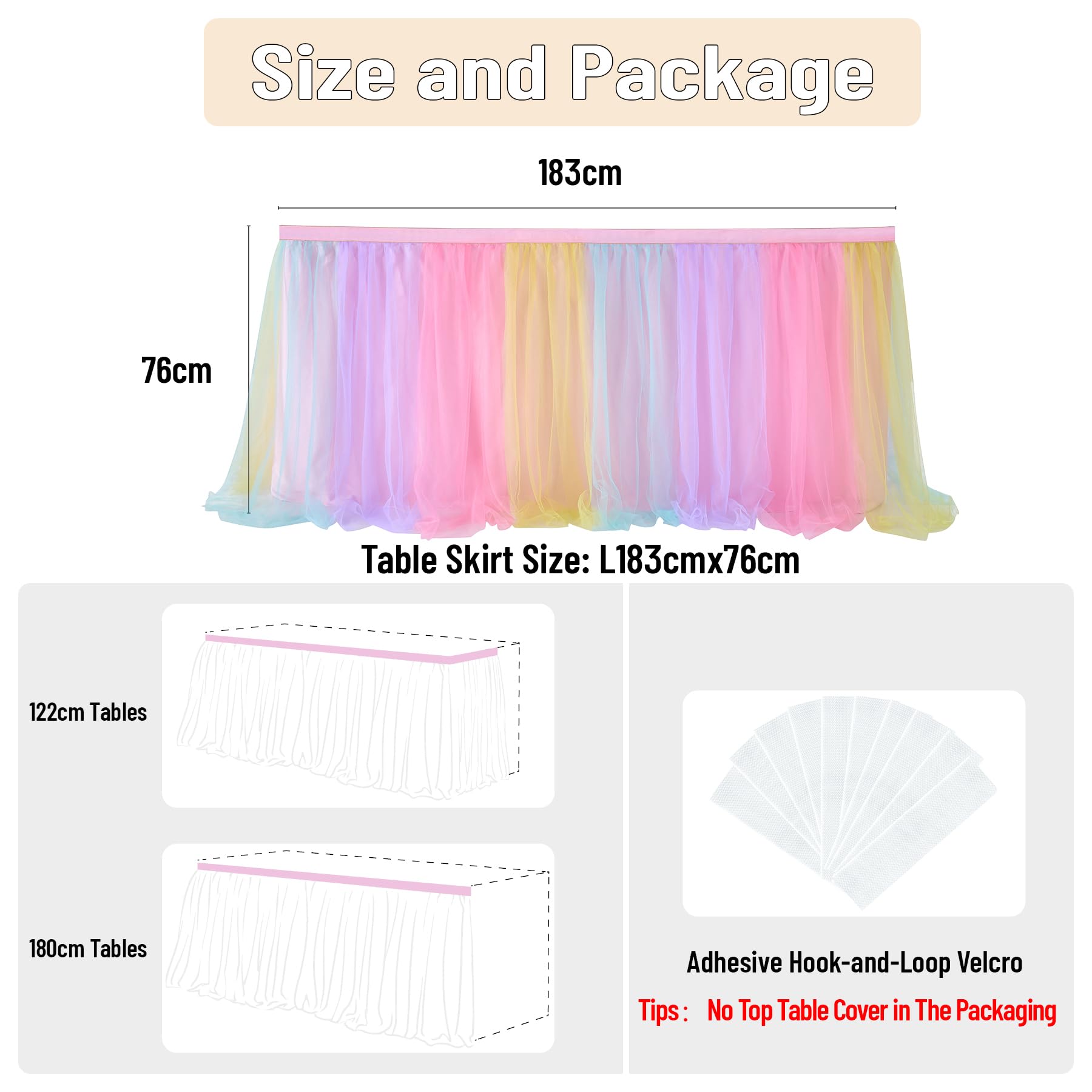 Gonna Tavolo Tulle Arcobaleno GewoneLife - 6 Metri Per Feste E Compleanni - Foto 6