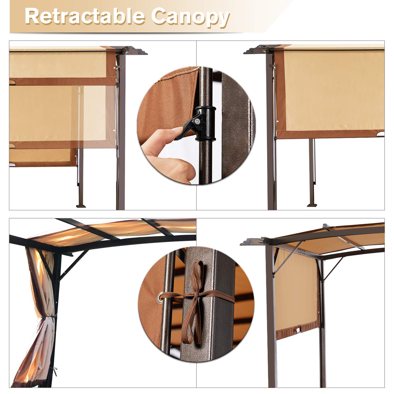 Buy AECOJOY 12ft X 9ft Outdoor Pergola and Gazebo, Outdoor Steel