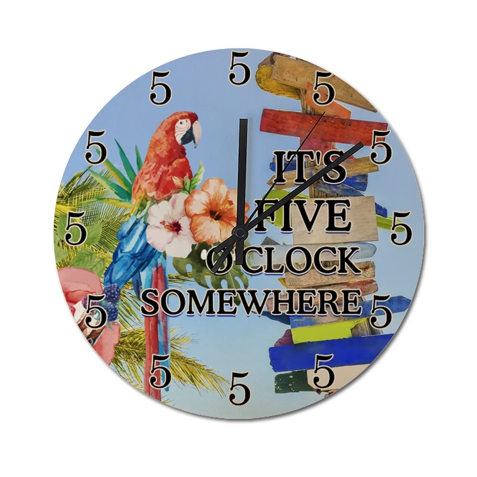 Horloge murale ronde pour cuisine et salon style vintage It's Five O'Clock Somewhere