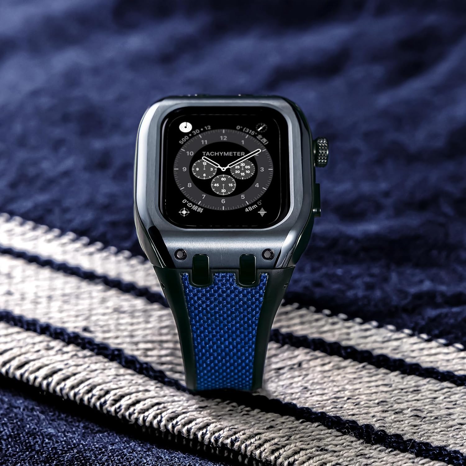 Humble Rich WBB0290-044 Sports Apple Watch Case 45mm Series 9/8/7 Compatible with Recycled Stainless Steel Case Blue Band Unisex