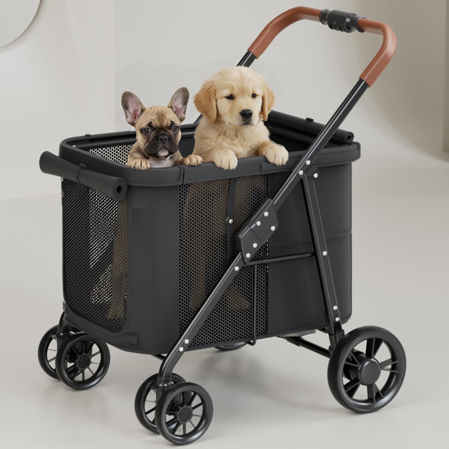 NUGUTIC Dog Stroller for Large & Medium Dogs, Pet Stroller for 2 Small Dogs Up to 80 Lbs, Extra Large Heavy Duty, Folding & Breathable, All-Terrain