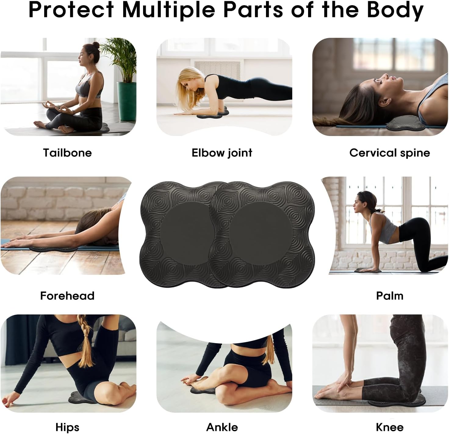 2 Pack Yoga Knee Pads Mat Set - Extra Thick Foam Kneeling Pad Cushion for Knees, Elbows, Wrists, Head - Yoga Essentials for Women Men, Non-Slip Pilates, Meditation, Floor Workouts - Image 6