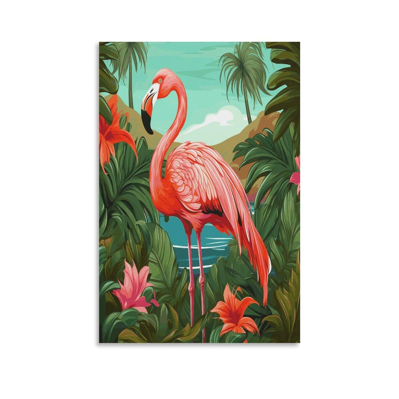LDGSUPH Tropical Flamingo Canvas Wall Art Prints Hangable Decor Painting for Wall Prints Painting Artwork Modern Decorative Artwork Ready to Hang Wall Pictures for Home Decor 20x30inch(50x75cm)